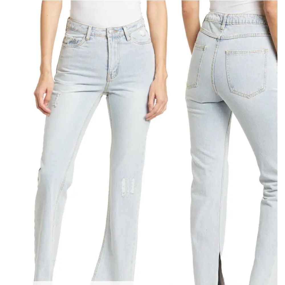NWT Avec Les Fille Straight Leg Jeans w/ Slit Hem
